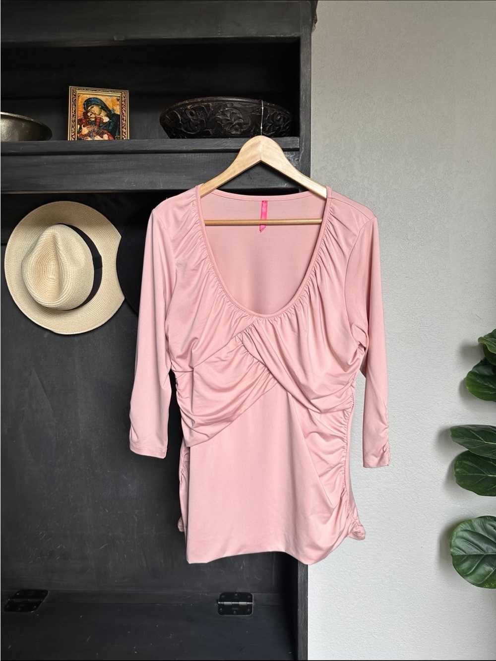Ruby Robbin Womens Plus Size Ruched Top 3/4 Sleeves XXL